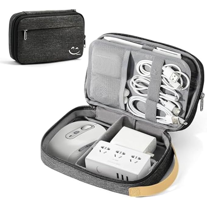 rayihni ELECTRONIC ORGANIZER, WATERPROOF TRAVEL CABLE ORGANIZER CASE WITH DOUBLE LAYER STORAGE, PORTABLE TECH ACCESSORIES BAG FOR CHARGERS, CABLES, PHONES, SD CARDS AND USB DRIVES - Image 1
