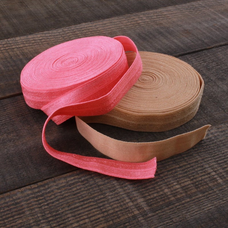 BASOKAN Solid Color Sewing Fold Over Elastic Stretch FOE and Foldover FOE Trim Elastic Ribbon by the yard for Hair Ties Headbands (5/8 inch, 1.5 cm, 20 Yards, Mix 20 Colors) - Image 5