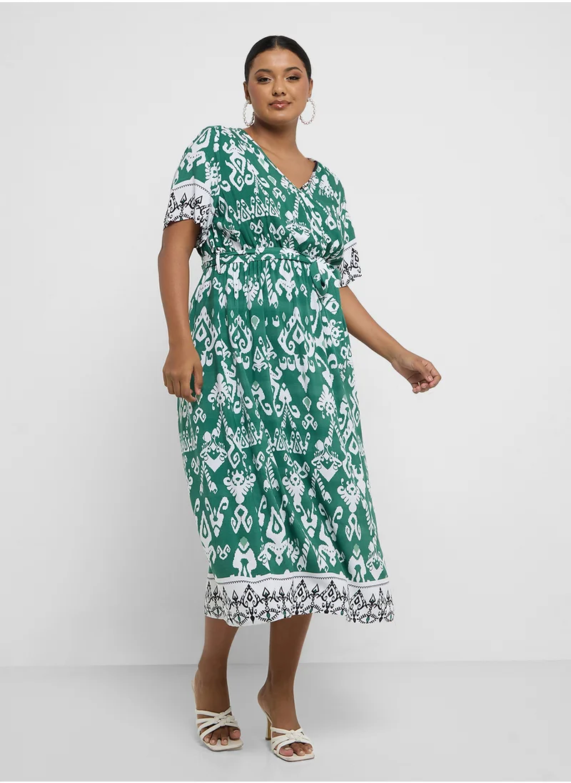 Ginger Plus Boho Style Midi Wrap Dress