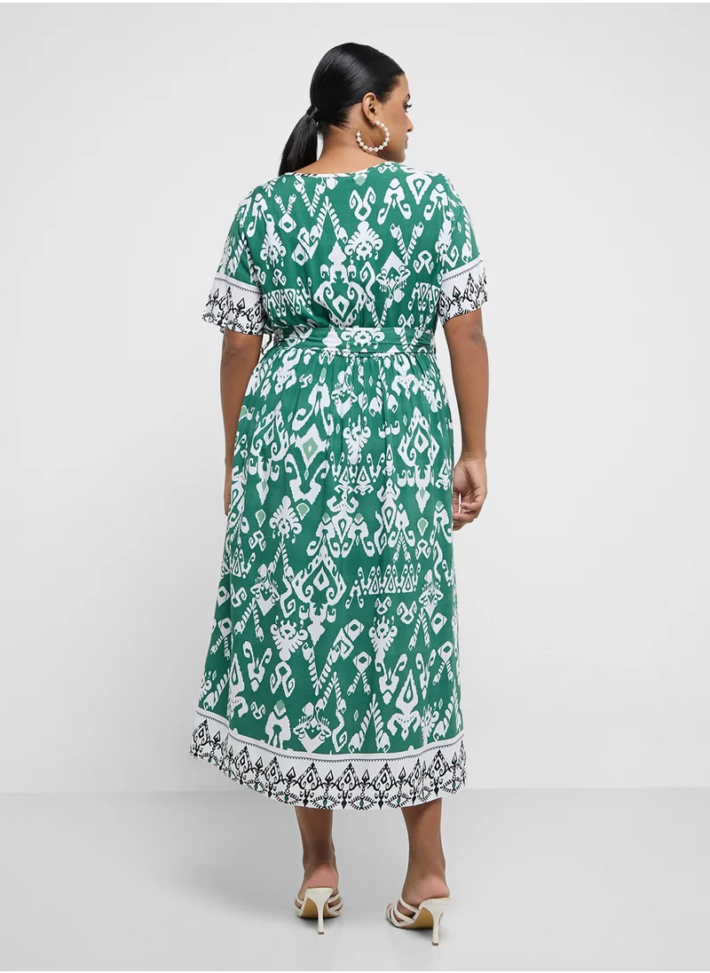 Ginger Plus Boho Style Midi Wrap Dress