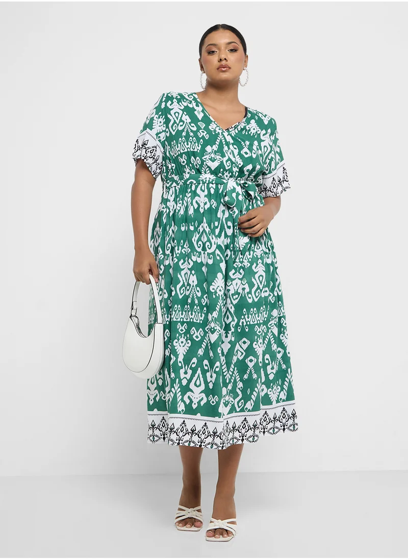 Ginger Plus Boho Style Midi Wrap Dress