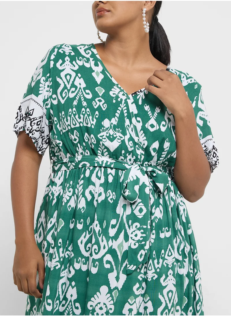 Ginger Plus Boho Style Midi Wrap Dress