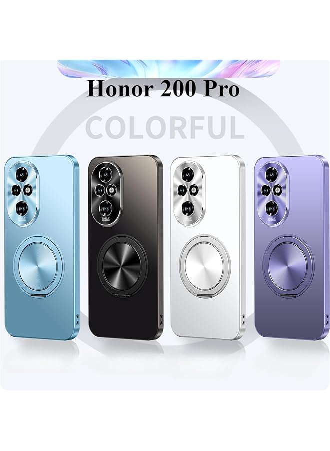 إيروريكس جراب متوافق مع Honor 200 Pro، جراب واقٍ شامل غير لامع مع حامل مغناطيسي يدور 360 درجة، غطاء خلفي لهاتف Honor 200 Pro، أرجواني - Image 2