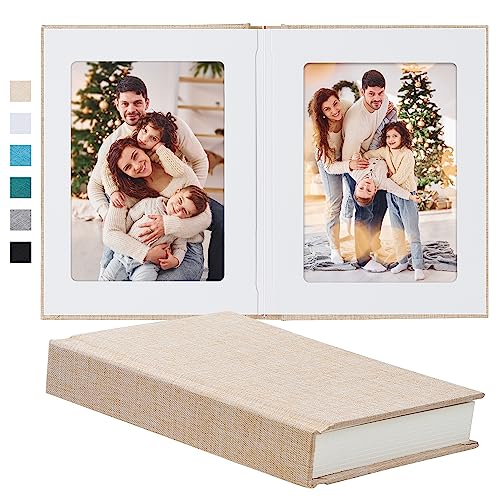 Pssoss Photo Album 5x7 with Writing Space Linen Cover 5x7 Photo Album Book Holds 20 Photos Ideal for Wedding Theme-Album and Baby Photo Albums (Beige,20 Pockets) - Image 1