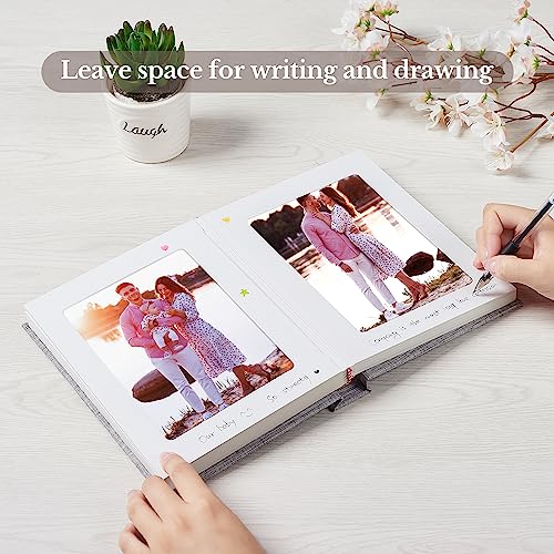 Pssoss Photo Album 5x7 with Writing Space Linen Cover 5x7 Photo Album Book Holds 20 Photos Ideal for Wedding Theme-Album and Baby Photo Albums (Beige,20 Pockets) - Image 4