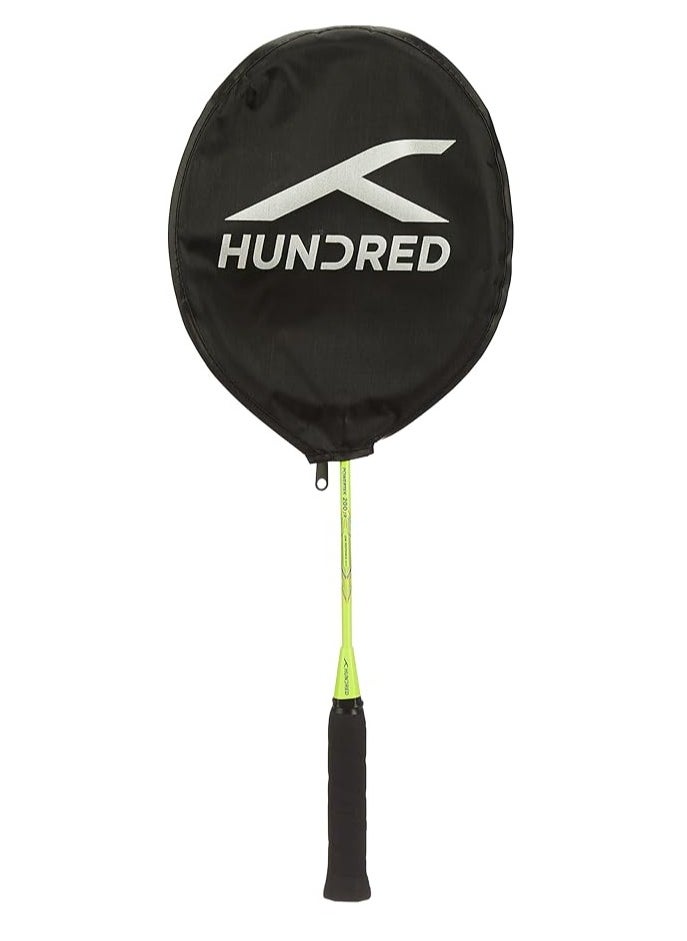 HUNDRED - Powertek 200 JR Badminton Racquet with Head Cover | Size: Standard | Grip Size:G5| Strung | Material: Aluminium | For Intermediate Players | Weight: 90 grams | Maximum String Tension - 18-20lbs - Image 1