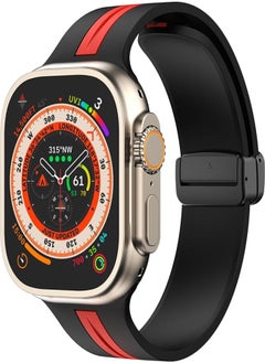 Dado Magnetic Buckle Silicone Band Compatible with Apple watch 8 Ultra | 8 | 7 | 6 49/45/44/42 mm, Midline double color Strap