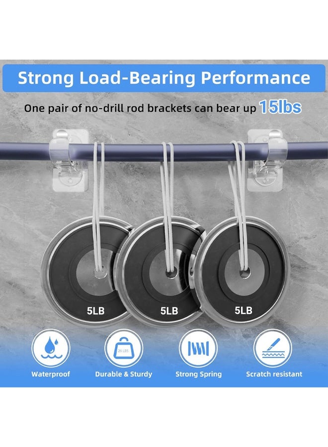 2PCS Curtain Rod Brackets No Drilling Self-Adhesive Curtain Rod Holders Adjustable Nail Free Curtain Rod Hooks Stick On Hooks Transparent - Image 3