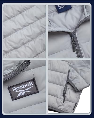 Reebok Boys Winter Coat - Lightweight Insulated Puffer Jacket - Wind & Water Resistant Quilted Hooded Winter Jacket for Boys, Size 18-20, Ice Grey - Image 4