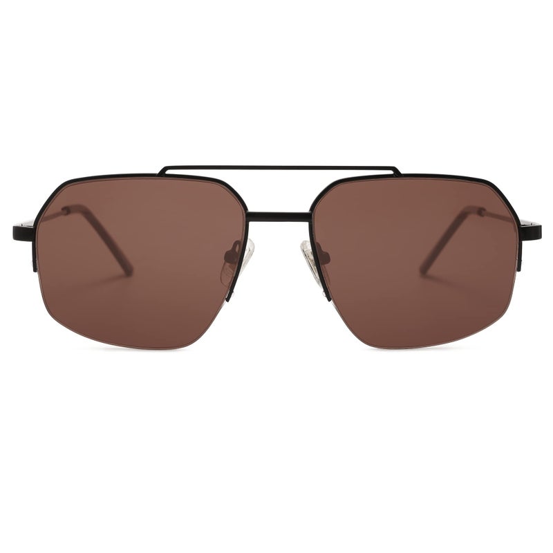 SOJOS Trendy Aviator Sunglasses Mens Womens Retro Double Bridge Metal Frame Semi-Rimless Shades Lentes De Sol Para Mujer SJ1191 Grey - Image 3