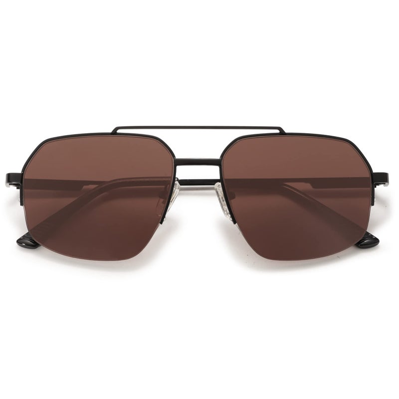 SOJOS Trendy Aviator Sunglasses Mens Womens Retro Double Bridge Metal Frame Semi-Rimless Shades Lentes De Sol Para Mujer SJ1191 Grey - Image 1