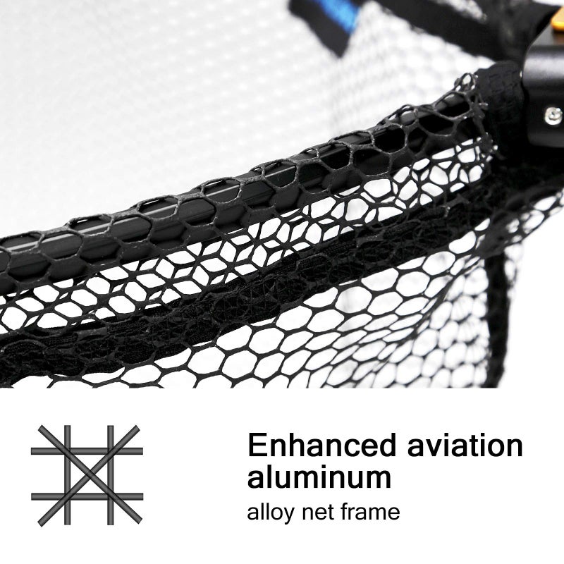 SAN LIKE Collapsible Telescopic Pole Fishing Net - Folding Extend Rubber Coated Freshwater Saltwater Landing Net for Trout Bass Steelhead Salmon Kayak (SD-139S(1.1M)) - Image 3