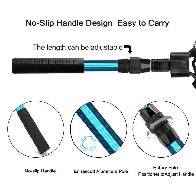 SAN LIKE Collapsible Telescopic Pole Fishing Net - Folding Extend Rubber Coated Freshwater Saltwater Landing Net for Trout Bass Steelhead Salmon Kayak (SD-139S(1.1M)) - Image 5