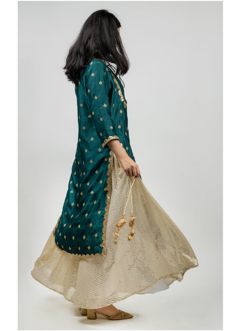 Alish Apparel - Green Kurta With Sharara Pant - Image 1