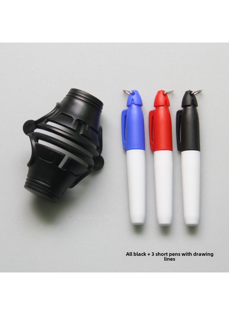 Generic 360° Rotating Golf Ball Liner Marker Pen All black +3 short brush
