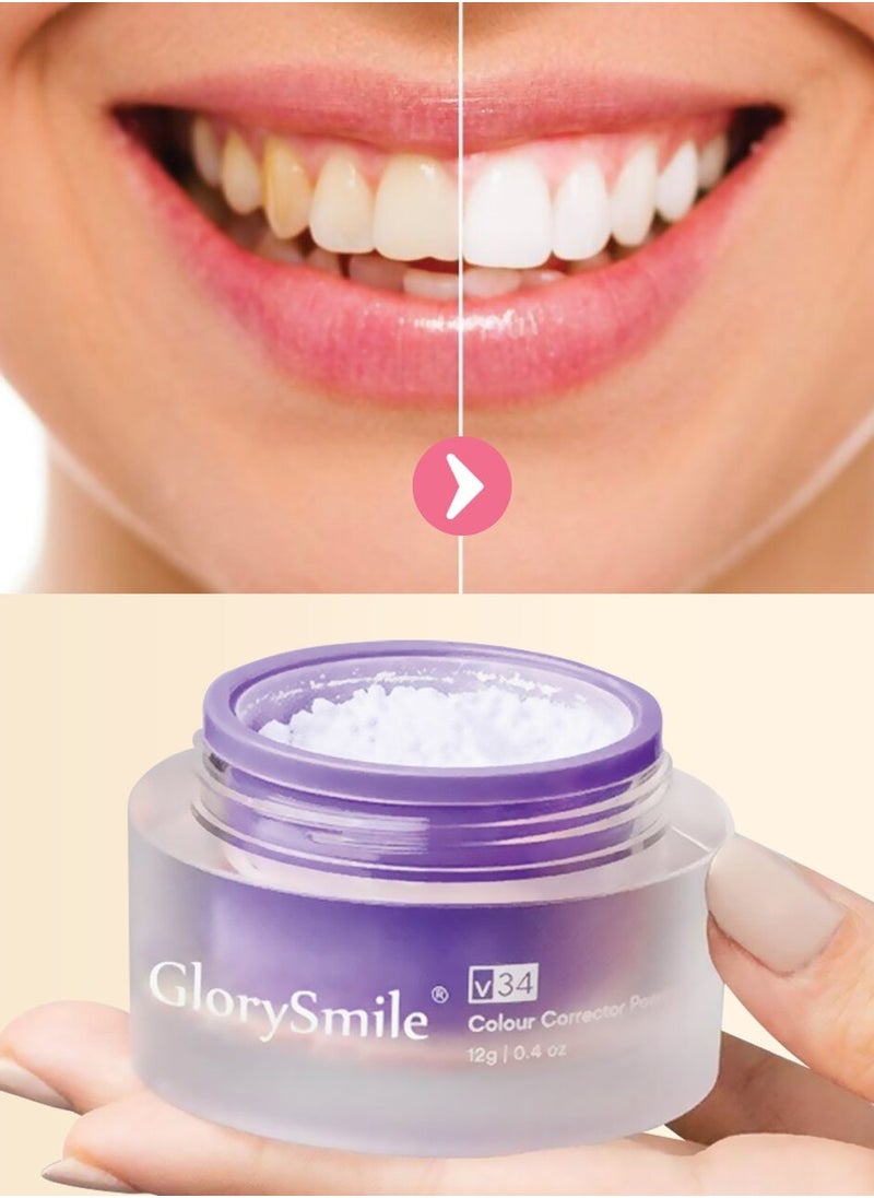 GlorySmile - V34 Colour Corrector Powder for Sensitive Teeth and Cavity Prevention Brighten Teeth for Men & Women 12g - Image 1