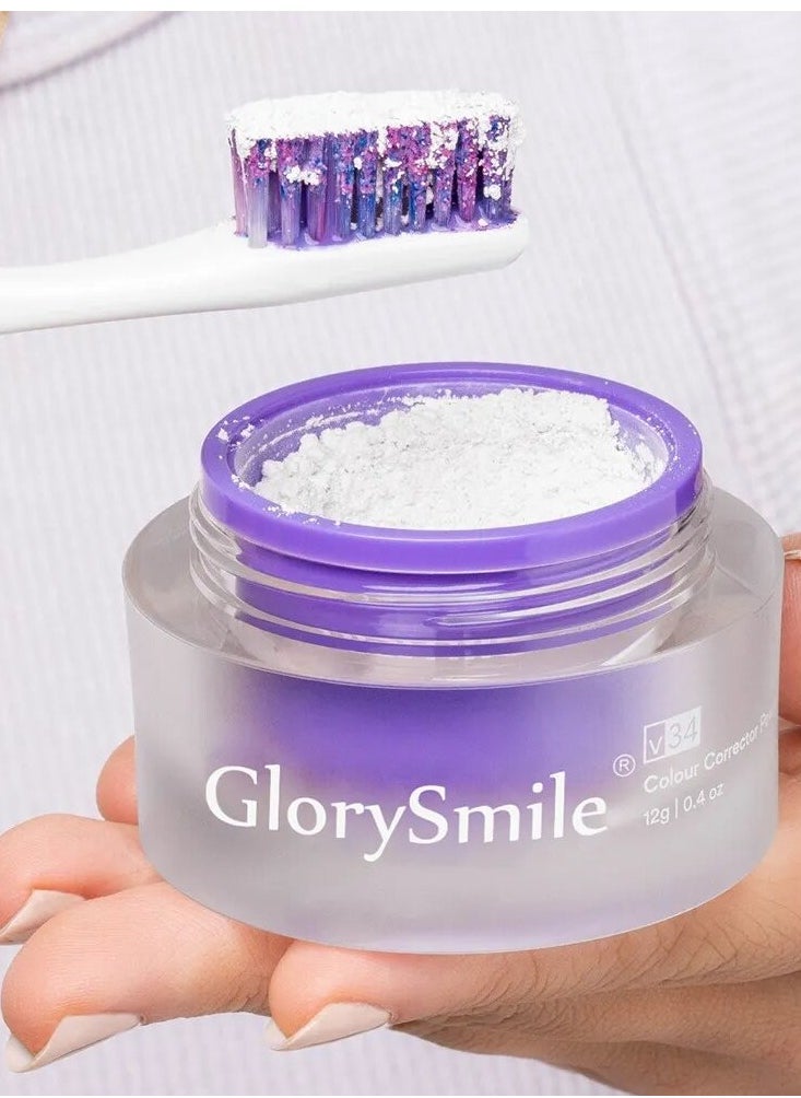 GlorySmile - V34 Colour Corrector Powder for Sensitive Teeth and Cavity Prevention Brighten Teeth for Men & Women 12g - Image 1