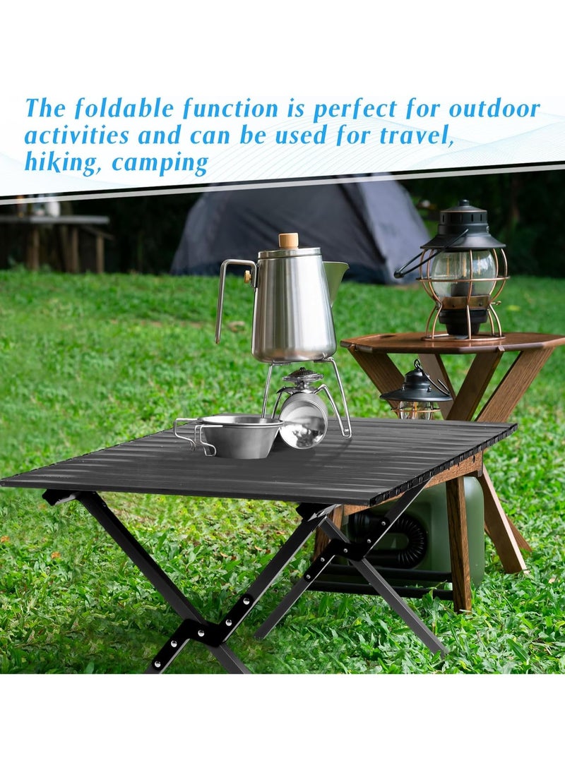 Outdoor and Indoor Folding Table Camping Table with Adjustable Height Carbon Steel Desk Heavy Duty 2-Folds Portable Camp Tables And four folding chairs for Travel, Picnic, Beach, Party - Image 5