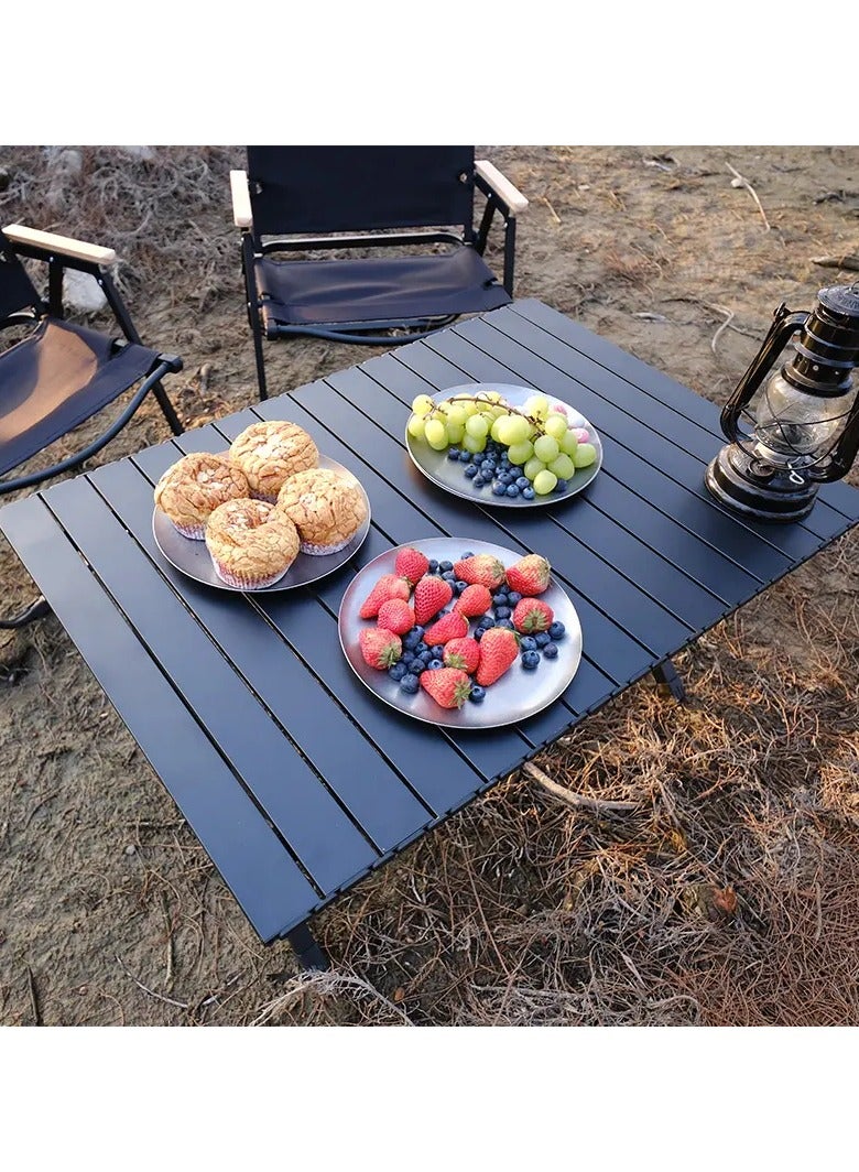 Outdoor and Indoor Folding Table Camping Table with Adjustable Height Carbon Steel Desk Heavy Duty 2-Folds Portable Camp Tables And four folding chairs for Travel, Picnic, Beach, Party - Image 2
