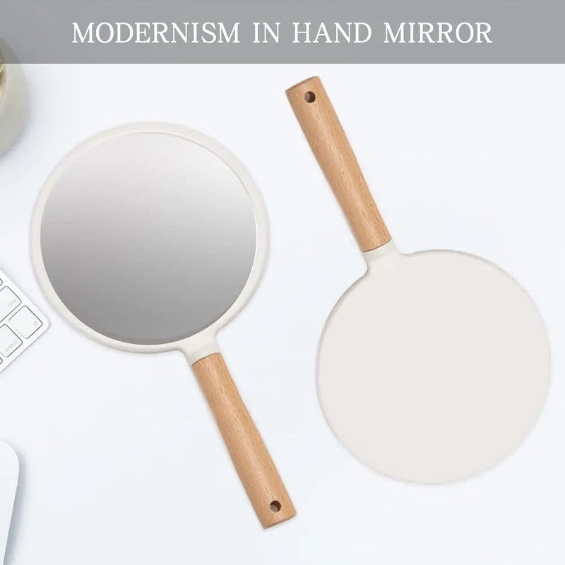 SVS ONLINE Makeup Mirror Wood Hand Mirror Round - Image 3