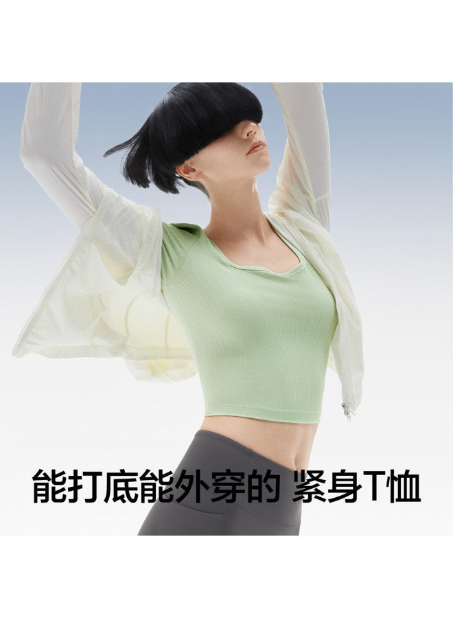 Bananain 501Cool Women'S Square Neck Cool-Touch Stretch Short Sleeve Crop Tee - Sweet & Edgy Style - Image 4