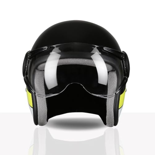 TVS Cruisetown Open Face Helmet | Half Face Helmet for Riders | ISI & DOT Certified | Premium Protection for Men & Women | Comfortable, Durable & Lightweight Design with Visor (Black & Lime/L) - Image 5