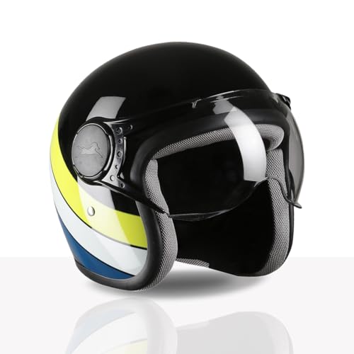 TVS Cruisetown Open Face Helmet | Half Face Helmet for Riders | ISI & DOT Certified | Premium Protection for Men & Women | Comfortable, Durable & Lightweight Design with Visor (Black & Lime/L) - Image 3