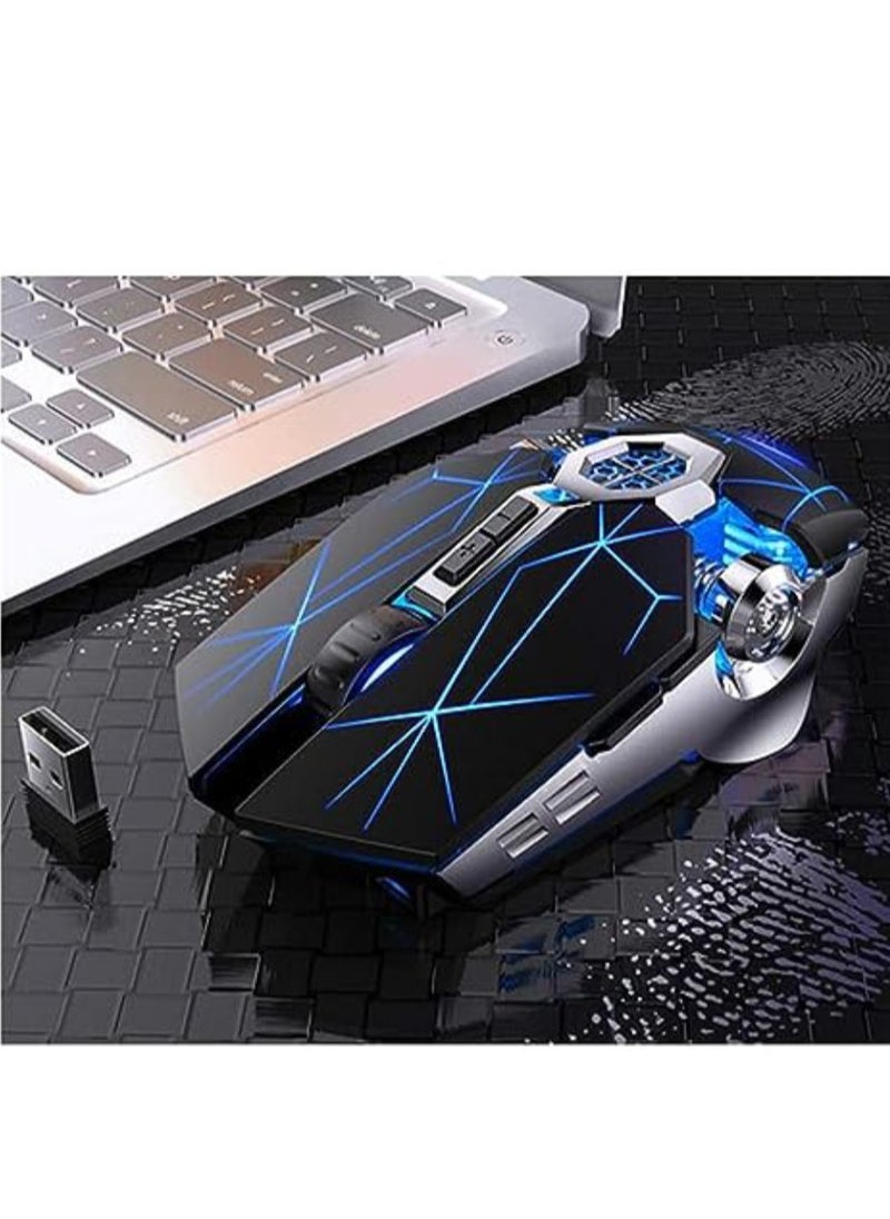 7 Color LED Gaming Mouse Wireless Mouse Gaming USB Backlit Rechargeable for PC (Black)  - Image 2