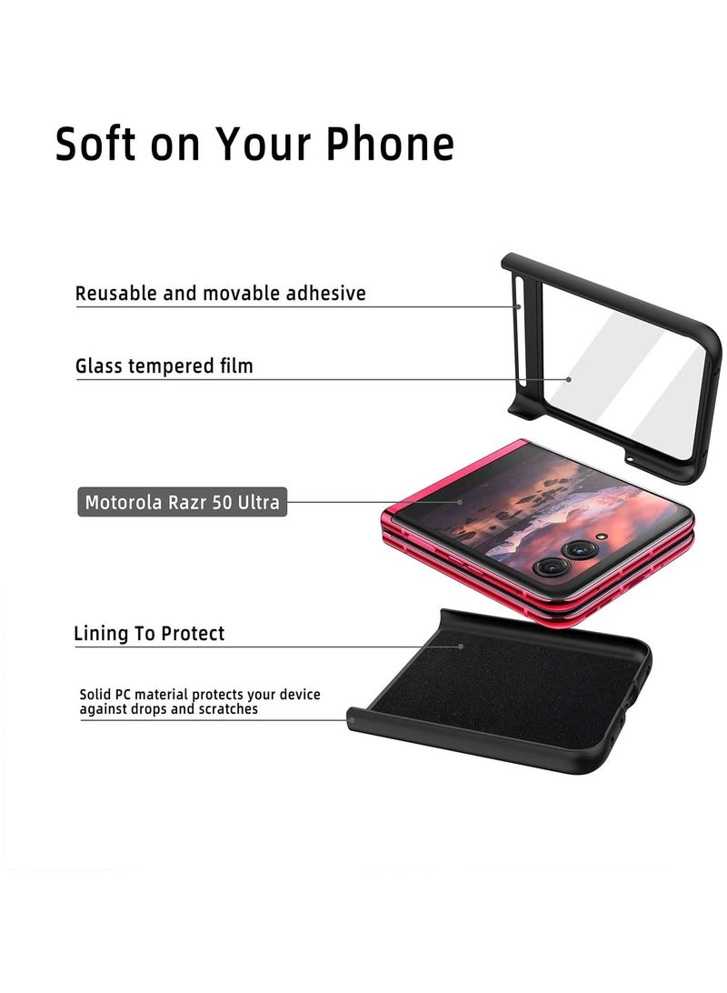 general Case Compatible with Motorola Razr 50 Ultra with Screen Protector, Skin-Friendly Anti-Fingerprint Ultra-Thin Folding Phone Cover for Motorola Razr 50 Ultra - Image 3