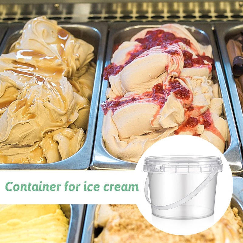 Zyghjort 40 Pcs 16oz Clear Plastic Buckets with Handles and Lids, 16oz Mini Drinking Buckets Reusable Ice Cream Tub Airtight Food Storage Container Pails for Kitchen, Party Snacks, Camping Drinks, Small Items - Image 4