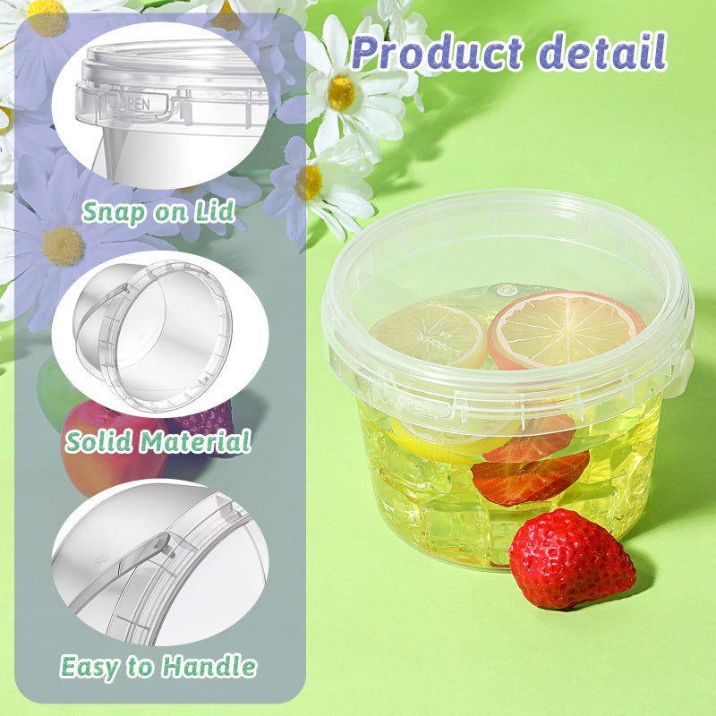 Zyghjort 40 Pcs 16oz Clear Plastic Buckets with Handles and Lids, 16oz Mini Drinking Buckets Reusable Ice Cream Tub Airtight Food Storage Container Pails for Kitchen, Party Snacks, Camping Drinks, Small Items - Image 5