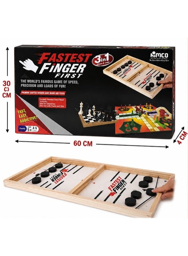 3 In 1 Chess And Ludo Fastest Finger First Wooden Board Game