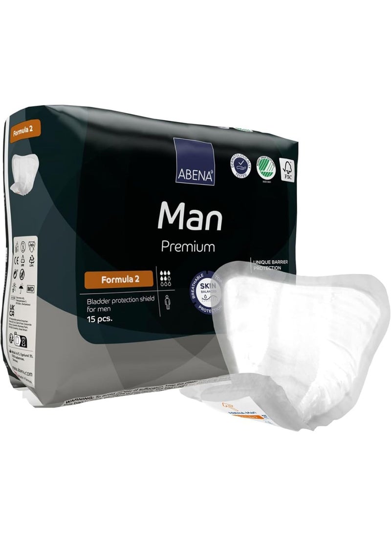 Abena Abena Man Premium Incontinence Guards, (Sizes 0 to 2) Formula 2, 180 Count 