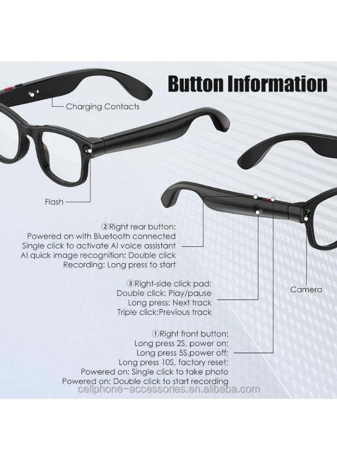 بلو فاير نظارات ذكية بتقنية الذكاء الاصطناعي للرجال والنساء | ترجمة فورية صوتية في الوقت الحقيقي | كاميرا 8MP لتصوير فيديو عالي الدقة من منظور الشخص الأول FPV | سماعات بلوتوث بصوت مفتوح للمكالمات والموسيقى | مساعد صوتي للتحكم بدون استخدام اليدين | نظارات رياضية مقاومة وعملية للقيادة، السفر، الجري وركوب الدراجات | بطارية طويلة وعزل ضوضاء وذكاء متعدد اللغات - Image 3