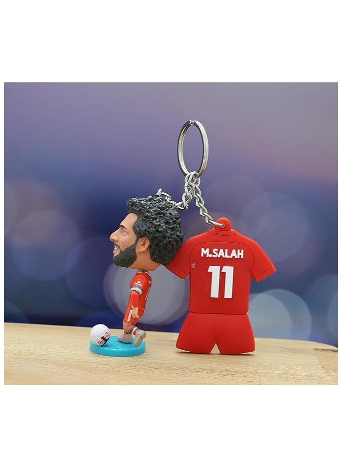 Generic Football Super hero Bobble Head for car dashboard or desk and Football Stars jersey keychain (mohamed salah Keychain) - Image 3