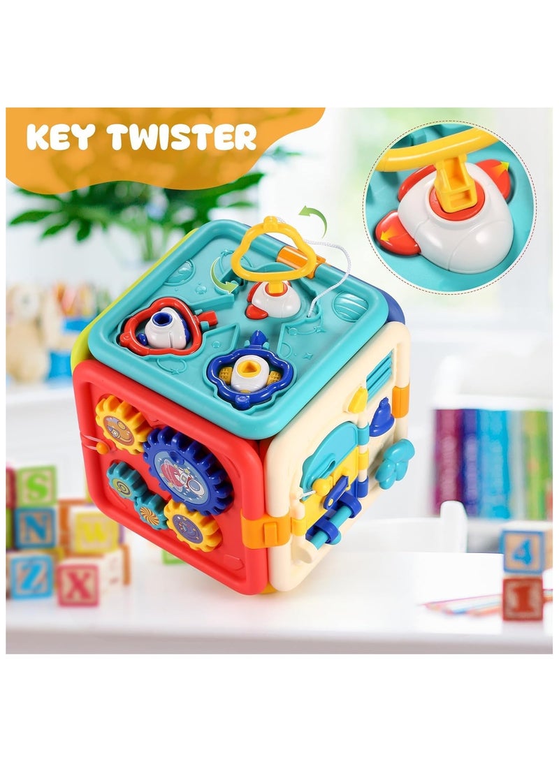 Soofam Baby Activity Cube Montessori Toys,6 in 1 Multifunction Sensory Toy for Toddlers with Lighting and Music,Baby Toys 18+ Months, Early Development Educational Toys (Baby Activity Cube) - Image 4