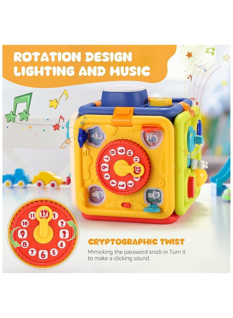 Soofam Baby Activity Cube Montessori Toys,6 in 1 Multifunction Sensory Toy for Toddlers with Lighting and Music,Baby Toys 18+ Months, Early Development Educational Toys (Baby Activity Cube) - Image 3