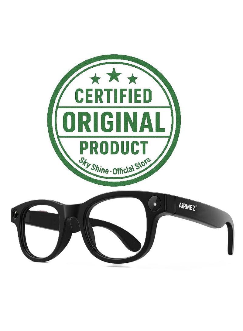 أيرمز نظارات Airmez S1 الذكية المزودة بالذكاء الاصطناعي | تسجيل فيديو عالي الدقة بدقة 12 ميجابكسل مع تحكم صوتي، ترجمة فورية، تصميم أنيق ومريح، ميكروفون عازل للضوضاء، بلوتوث، وشحن مغناطيسي - Image 1