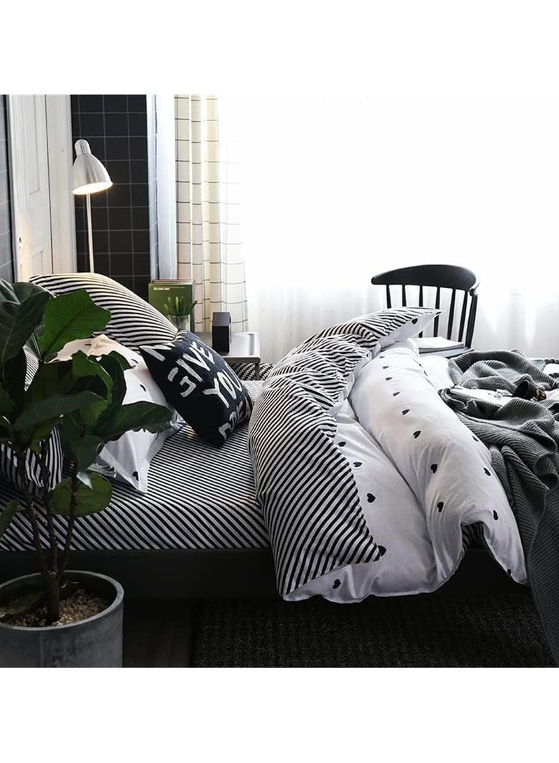 GOLDEN HOME 6 Piece King/Queen/Single size, striped pattern duvet cover set. set includes 1 Comforter Cover, 1 Fitted Bedsheet, 4 Pillowcases - Image 3