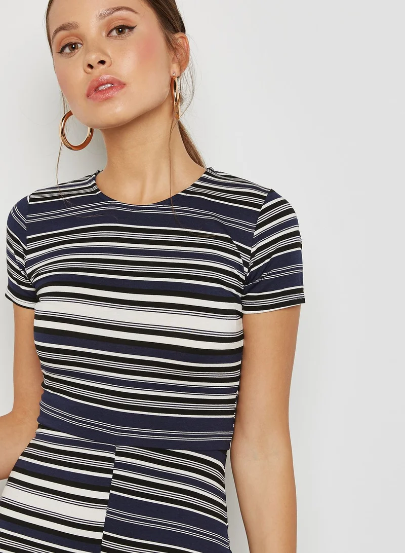 Missguided Striped Ruffle Leg Jumpsuit