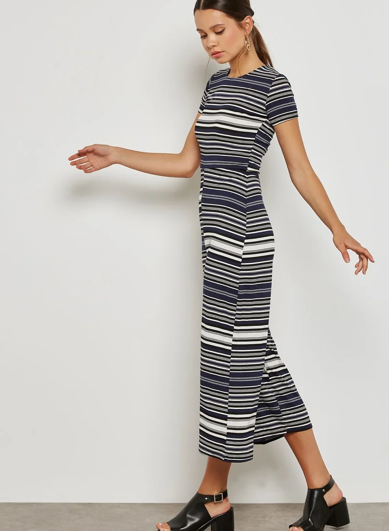 Missguided Striped Ruffle Leg Jumpsuit