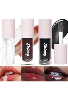 LuckNest Translucent Black Lip Gloss ClearBlack CherryBlack Sugar Lip Oil Plumping Hydrating Mirror Highlight Lip Gloss Moisturizing Long Lasting  NonSticky  Vegan Makeup 3Pcs 