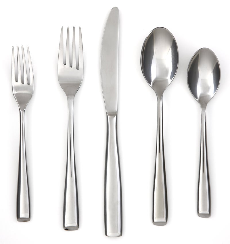 Cambridge Silversmiths Rachel Mirror 20Piece Flatware Silverware Set Stainless Steel Service for 4 Includes ForksSpoonsKnives
