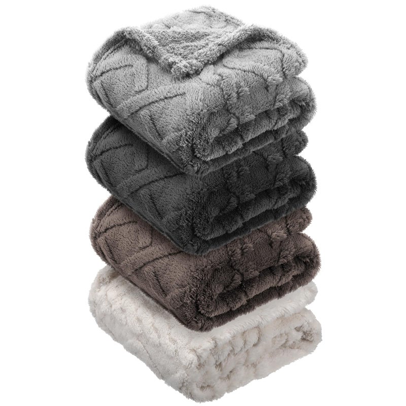 VitalCozy 4 Pcs Fleece Baby Blankets for Boys Girls 3D Soft Plush Warm Baby Receiving Blankets 30 x 40 Cozy Fluffy Infant Toddler Newborn Swaddling Blanket for Crib Nursery BedDark Color - Image 2