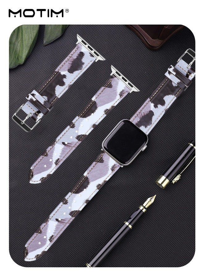 Motim - Leather Slim Watch Band, Compatible with Apple Watch Band 38mm 40mm 41mm, Leopard Design Wristband Replacement Strap for iWatch SE Series 8/7/6/5/4/3/2/1 - Image 1
