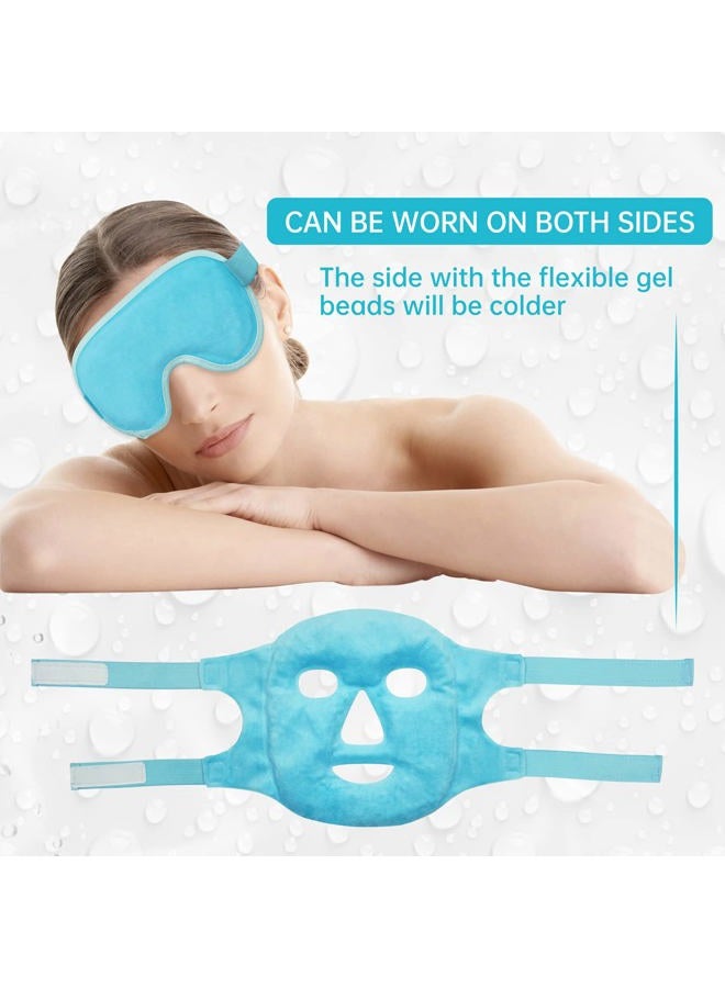 ZNÖCUETÖD Cooling Ice Face Eye Mask for Reducing Puffiness, Bags Under Eyes,Sinus,Redness,Pain Relief,Dark Circles, Migraine,Hot/Cold Pack with Soft Plush Backing (Blue(1* Eye Mask+1*Face Mask)) - Image 5