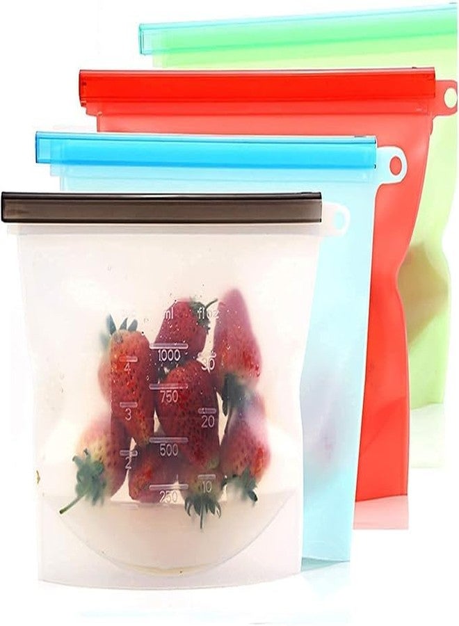 ODMART أكياس سيليكون لحفظ الطعام من أودمارت سعة 1000 مل / أكياس تخزين محكمة الإغلاق / حاويات تخزين قابلة لإعادة الاستخدام مانعة للتسرب (عبوة من 4 قطع) (شفافة) - Image 3
