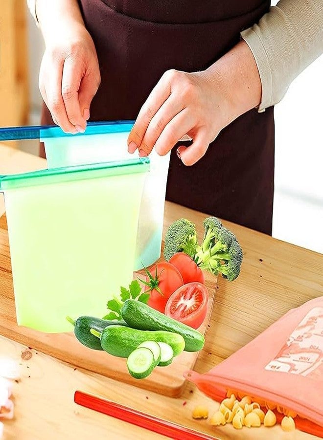 ODMART أكياس سيليكون لحفظ الطعام من أودمارت سعة 1000 مل / أكياس تخزين محكمة الإغلاق / حاويات تخزين قابلة لإعادة الاستخدام مانعة للتسرب (عبوة من 4 قطع) (شفافة) - Image 2