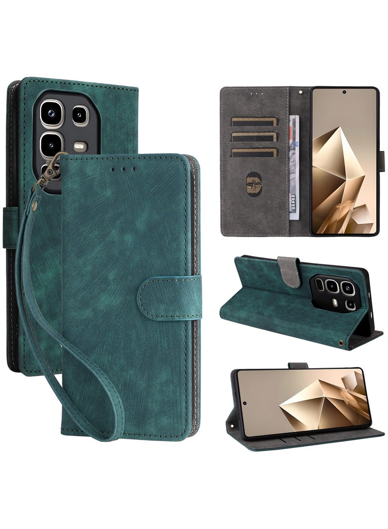 For Infinix Note 50 Pro+ 5G Flip Cover with Detachable Lanyard, PU Leather Full Body Protection Shockproof Flip Mobile Phone Case, RFID Anti-theft Brush Folio Wallet Case - Image 1