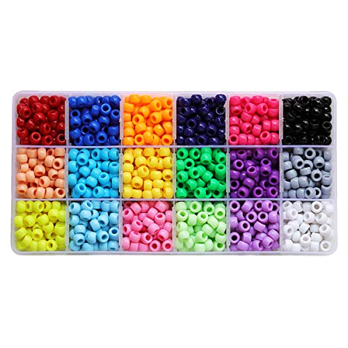 BALABEAD Giant Crayon Bead Box, Pony Beads with Smooth Surface Craft Assortment Colors (6x 9mm/18colors/1800 beads) - Image 1